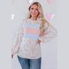 Sweatshirt Women's Casual Contrast Top Leopard Print Round Neck Long Sleeve Pullover