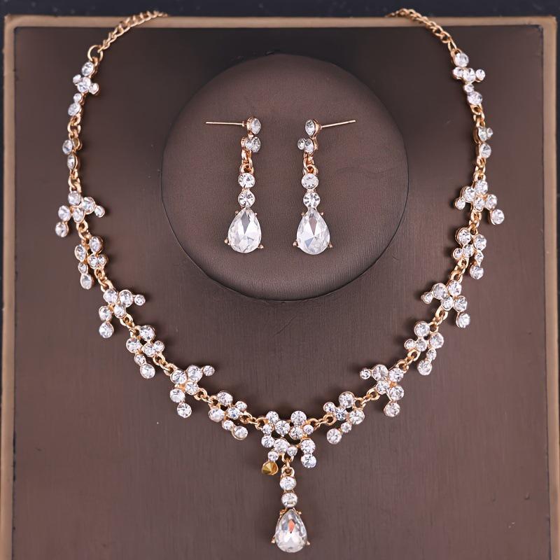 Elegant Bridal Jewelry Set: Clavicle Necklace & Earrings for Wedding or Party
