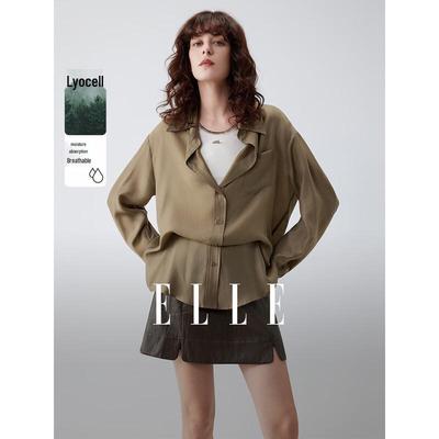 Women's Retro Faux Two-Piece Tencel Shirt