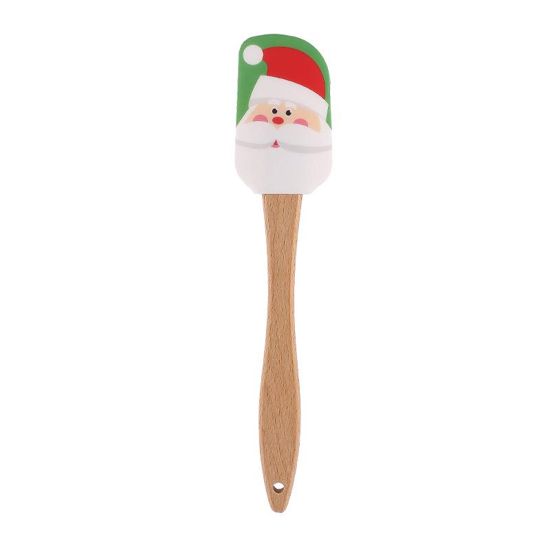 Christmas Series Cake Cream Spatula Wooden Handle Silicone Pastry Scraper Non-Stick Butter Batter Mixer Kitchen Baking Tools