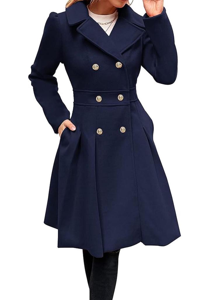 In Stock: New European/American Plus Size Women's Double-Breasted Long Wool Coat (Autumn/Winter Collection)