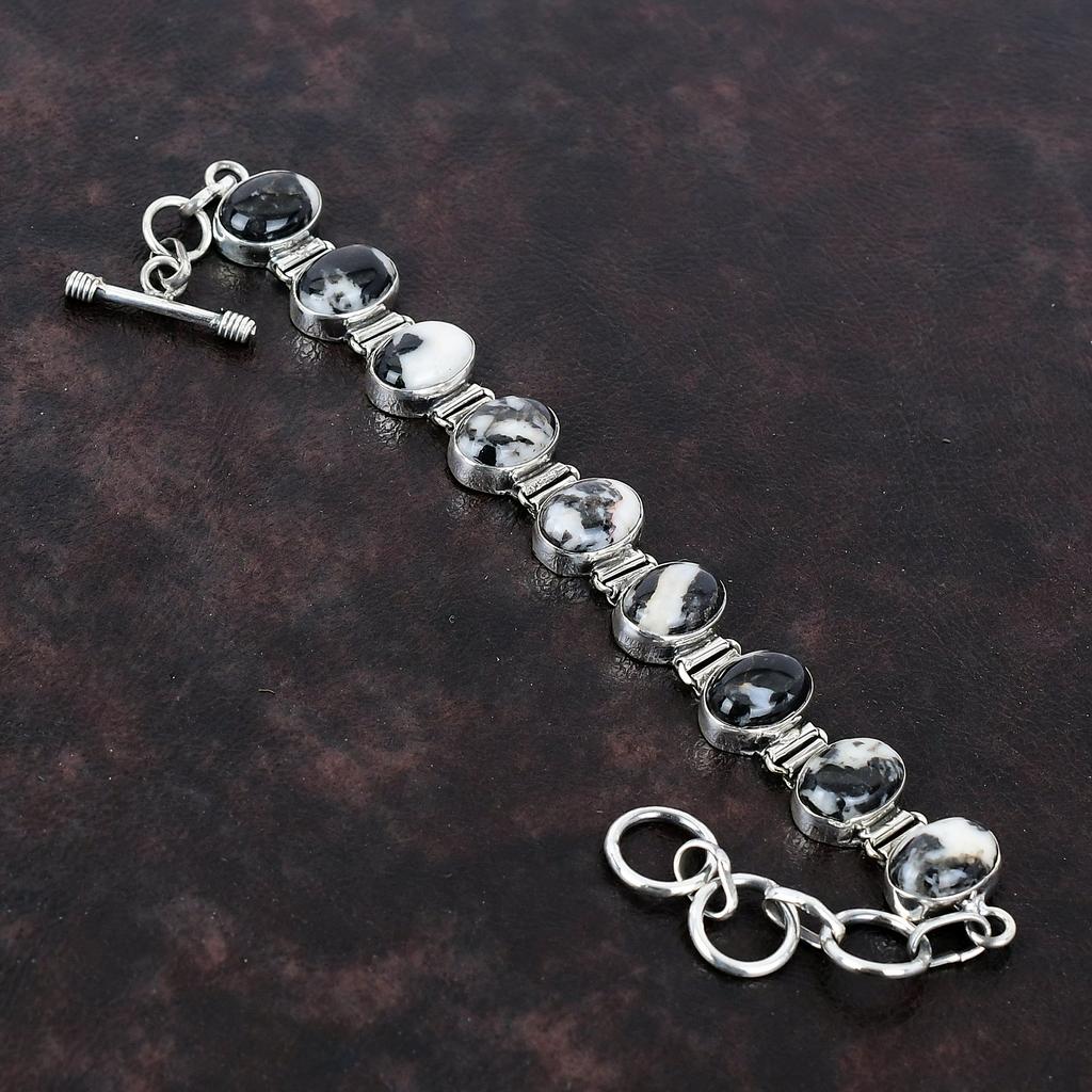 White Buffalo Turquoise Bracelet Natural Gemstone Bracelet 925 Sterling Silver Bracelet Adjustable Chain Bracelet Handmade Elegant Bracelet