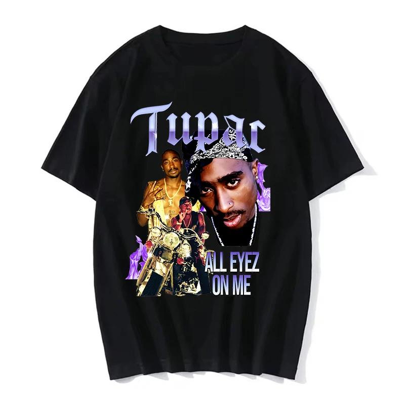 Mode T-Shirt Rapper Tupac Top Hip Hop Streetwear Kurzarm T-Shirt Herren- und Damen-T-Shirts Harajuku Übergröße Kleidung