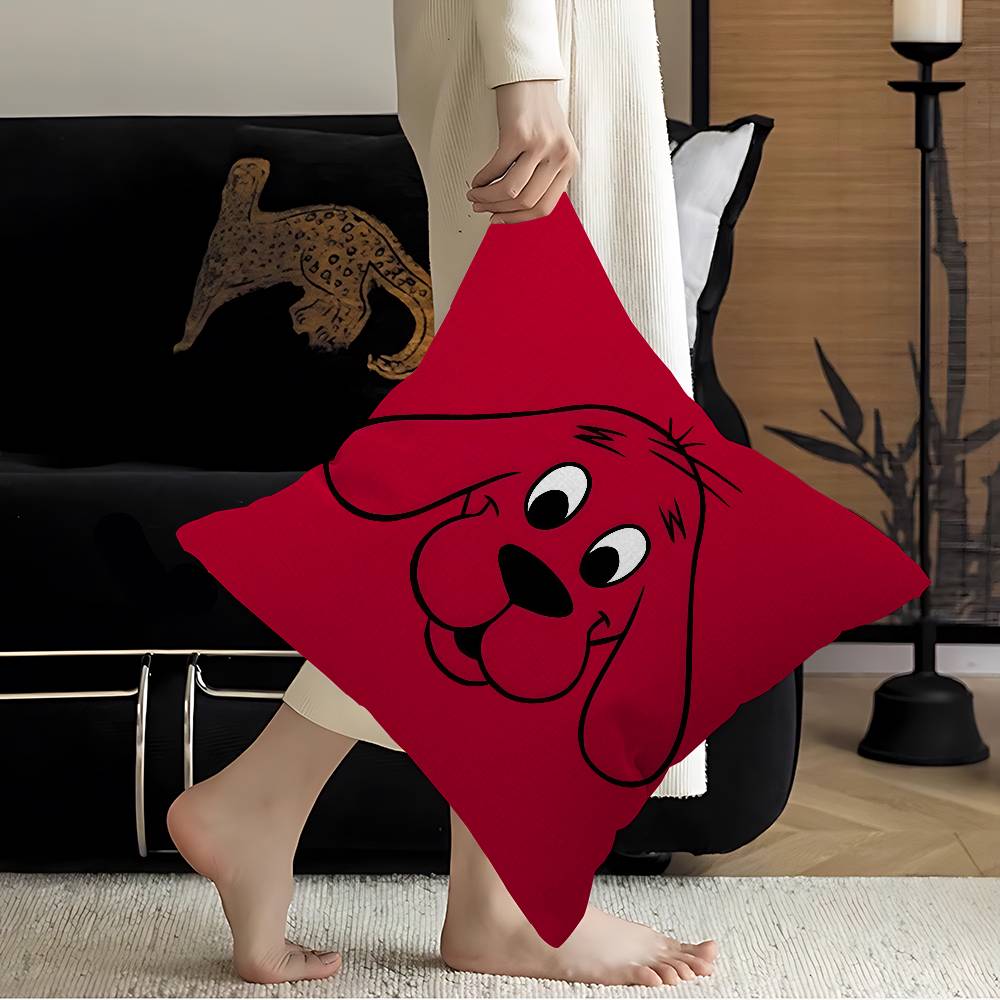 Cartoon Clifford The Big Red Dog Lucky Dragon Pillow Cover Sofa Cushion Cover Home Room Decoration Children Gift