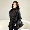 Womens Short Down Jacket Winter Warm Duck Coat With Flip Collar Pocket Design