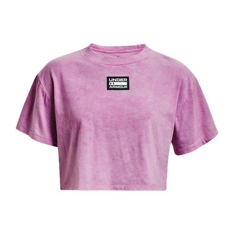 

Under Armour Короткая тканая тренировочная футболка женская розовая 1379398-545 L