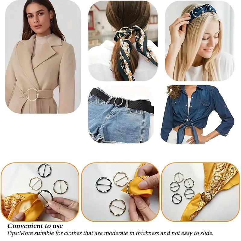 5pcs/set Multipurpose Shirt Ring Belt Buckle Belt and Scarf Adjuster Slim Belt Fashion Accessories Scarf Buckle
