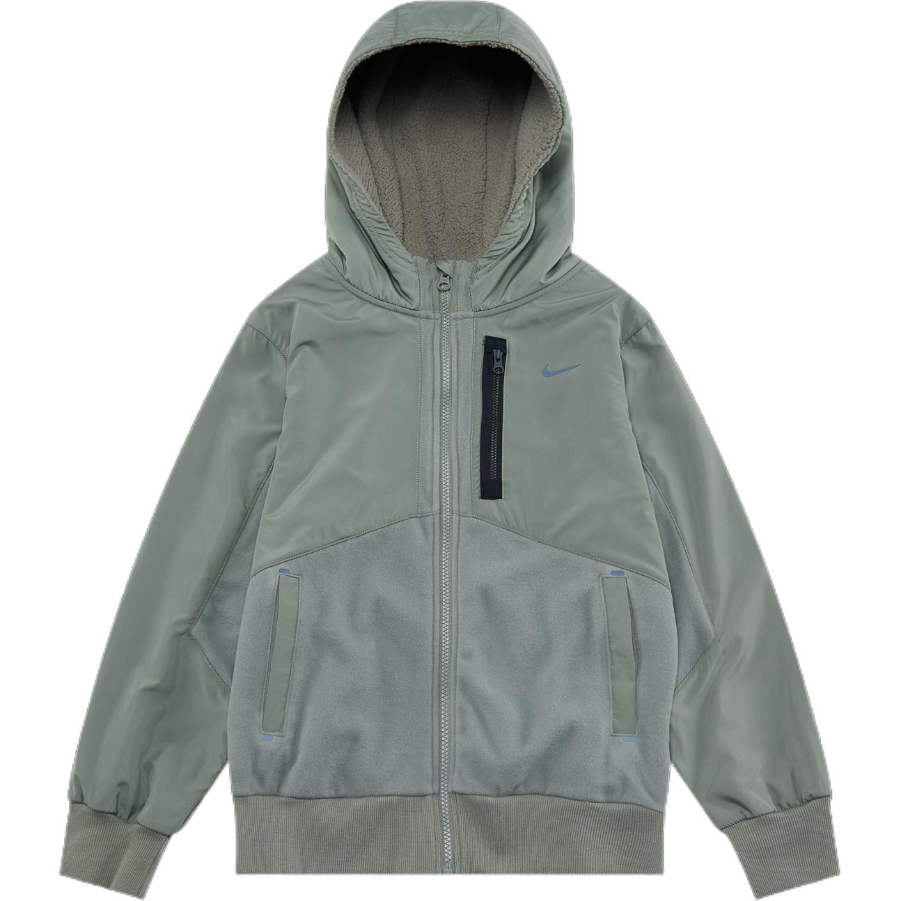 

Куртка Nike Sportswear City Utility Easyon с логотипом, с капюшоном, длинными рукавами и молнией, детская, темно-грязно-серая, HF4208053 L