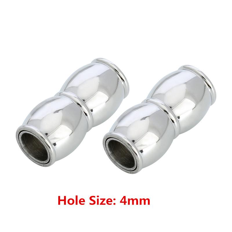 

Strong 2pcs/lot Silver Color Stainless Steel Magnetic Clasp Hooks Hole Size 4/5/6mm For Leather Cord DIY Jewelry Making