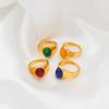 2022 Retro Style 18K Gold-Plated Titanium Steel Hip-Hop Agate Ring for Women