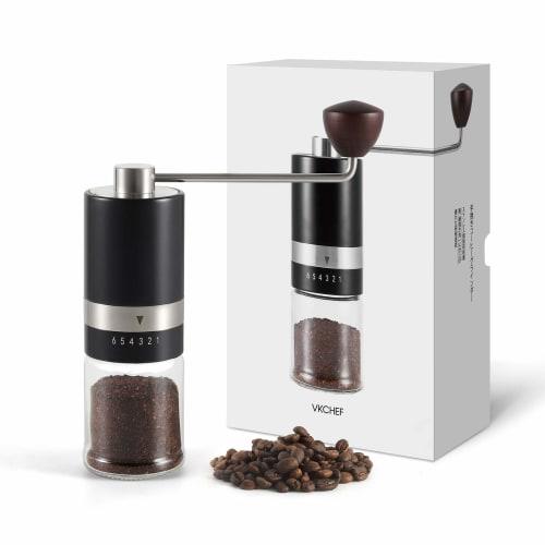 VKCHEF Manual Coffee Grinder with Stainless Steel Mortar, Adjustable Grinding, 6-Degree Adjustment, Grinds Coffee Beans, Perfect for Home or Outdoor U