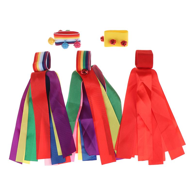 Children'S Wrist Elastic Ribbon Performance Rainbow Wrist Strap Stage Performance Wrist Bell