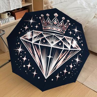 1pc Diamond Crown Pattern Umbrella Automatic Opening and Closing Umbrella, High Quality Umbrella, Ideal Gift for Her 176