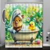 Capybara Cartoon Pattern Digital Print Shower Curtain - Machine Washable, Reversible Polyester, All-Season Bathroom/Home Decor