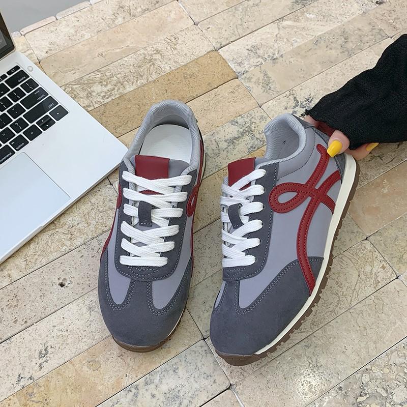 Cowhide version~ Retro German training shoes versatile inner height increase casual shoes sports shoes women's flat white shoes Forrest Gump shoes tid