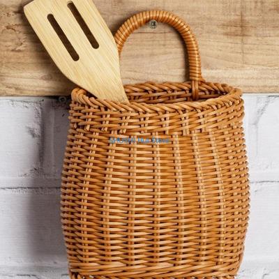 Cesta de Armazenamento de Cozinha com Alça Cestas Penduradas Tecidas à Mão para Sala de Estar Frutas Flores Miudezas Casa D57B