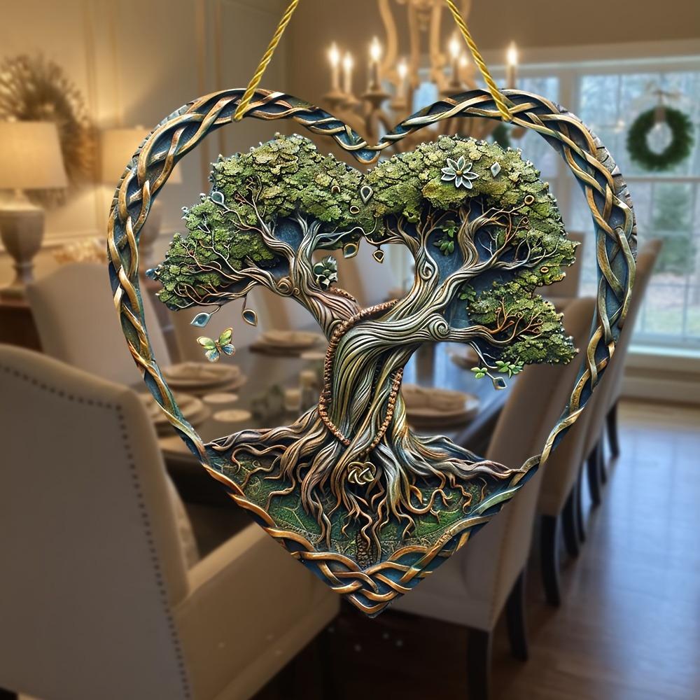 Łapacz Słońca Drzewo Życia. Prezent na Dzień Matki w kształcie serca i środek wieńca na werandę i do dekoracji domu.