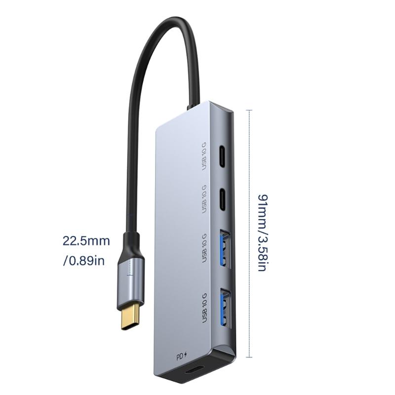 4 Port USB C Expansion Dock Fast Speed 10Gbps Data Transfer PD100W Charging Aluminum Alloys Adapters