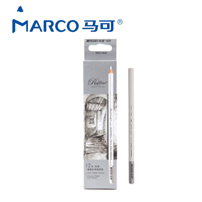 12pcs/set MARCO Raffine 7012 Professional Drawing Sketch Pastel Art White Pencil Sketch Charcoal Powder Brush High Light