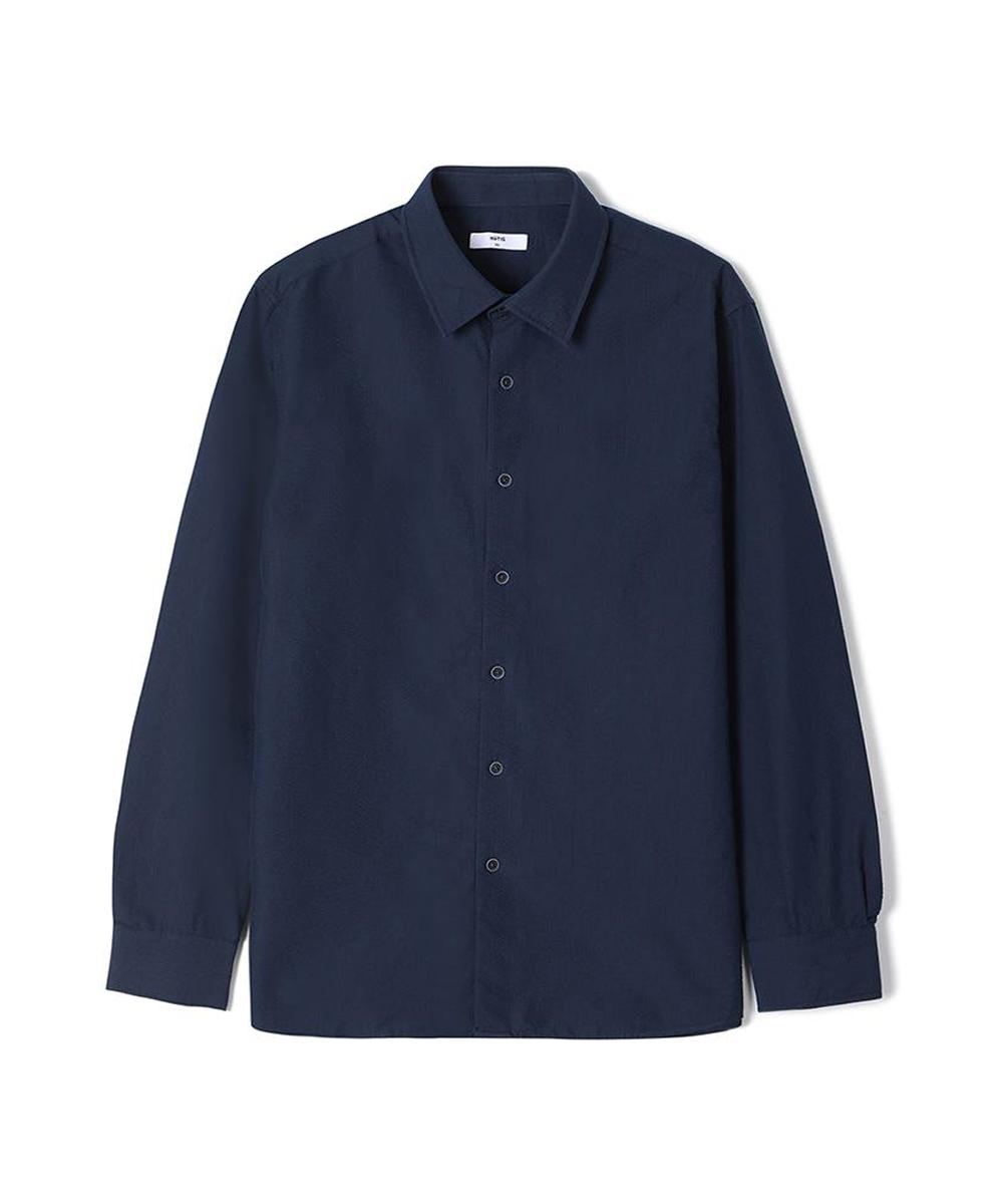Notig Cotton Blend Comfort Slim Fit Seersk Solid Shirt Navy Navy/095
