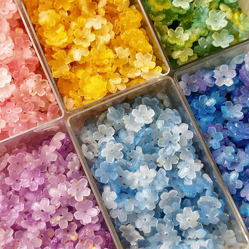 100 Piezas/lote 10mm Flores de Colores Cuentas Espaciadoras Acrílicas Para Fabricación de Joyería Pulsera DIY Accesorios de Collar