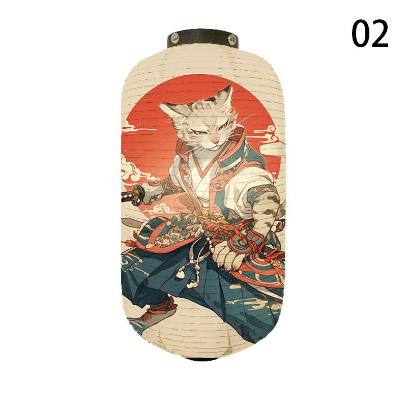20x35cm Japanese Kimono Samurai Cat Art Pattern Lantern Restaurant Izakaya Cuisine Decor Advertising Sign Ukiyo-e Cloth Lanterns