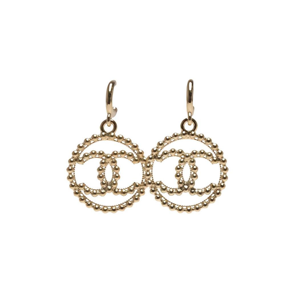 Chanel Metal Double C Round Earrings Women Earrings Gold AB7785-B07487-NG674