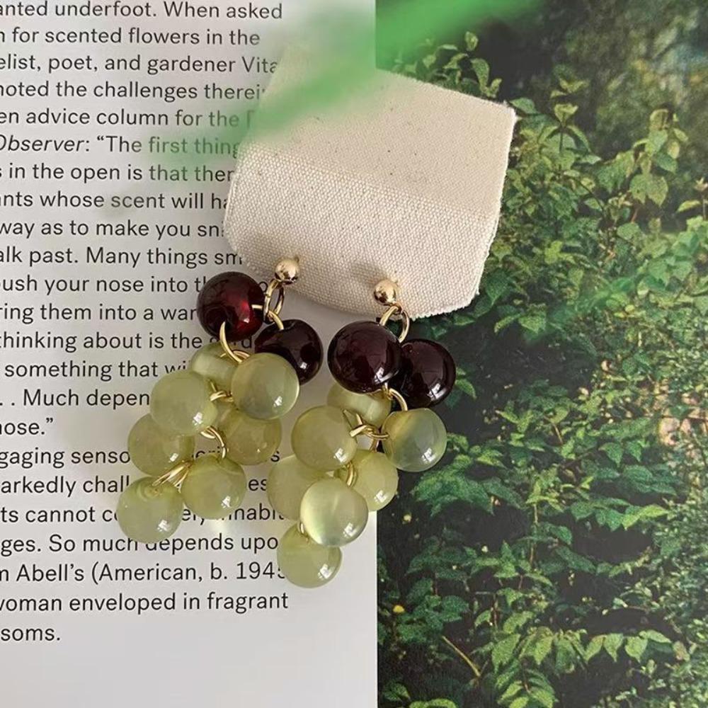 Korean Style Grape Earrings Bohemia Earrings Beads Earrings Sweet Fruit Dangle Earring  Summer