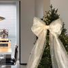Organza Material Hanging Pendant 50*200cm Christmas Tree Decor Giant Xmas Bow  Outdoor Decor