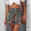 Pantaloncini larghi a vita alta con stampa etnica estiva da donna