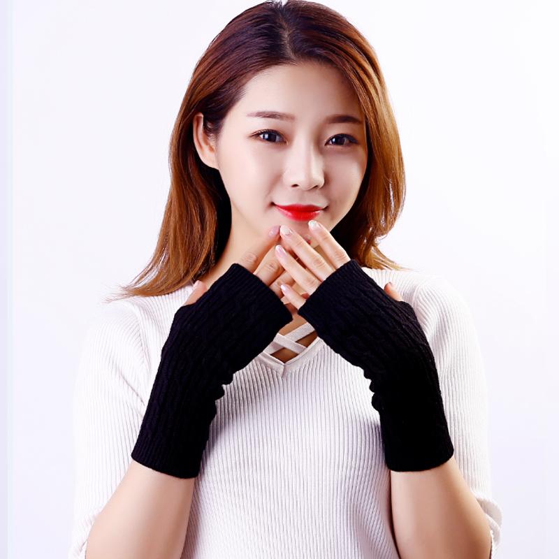 Women's Cashmere Blend Cable Knit Fingerless Gloves Soft Warm Knitted Wrist Warmers for Autumn Winter Cycling Outdoor Fashion