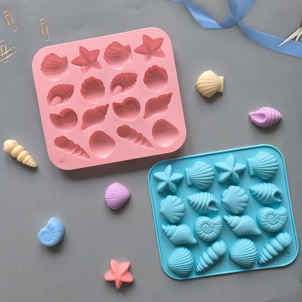 16 Cavity Shell Conch Starfish and Other Shaped Silicone Molds DIY Candy Pudding Ice Grid Chocolate Cake Mold