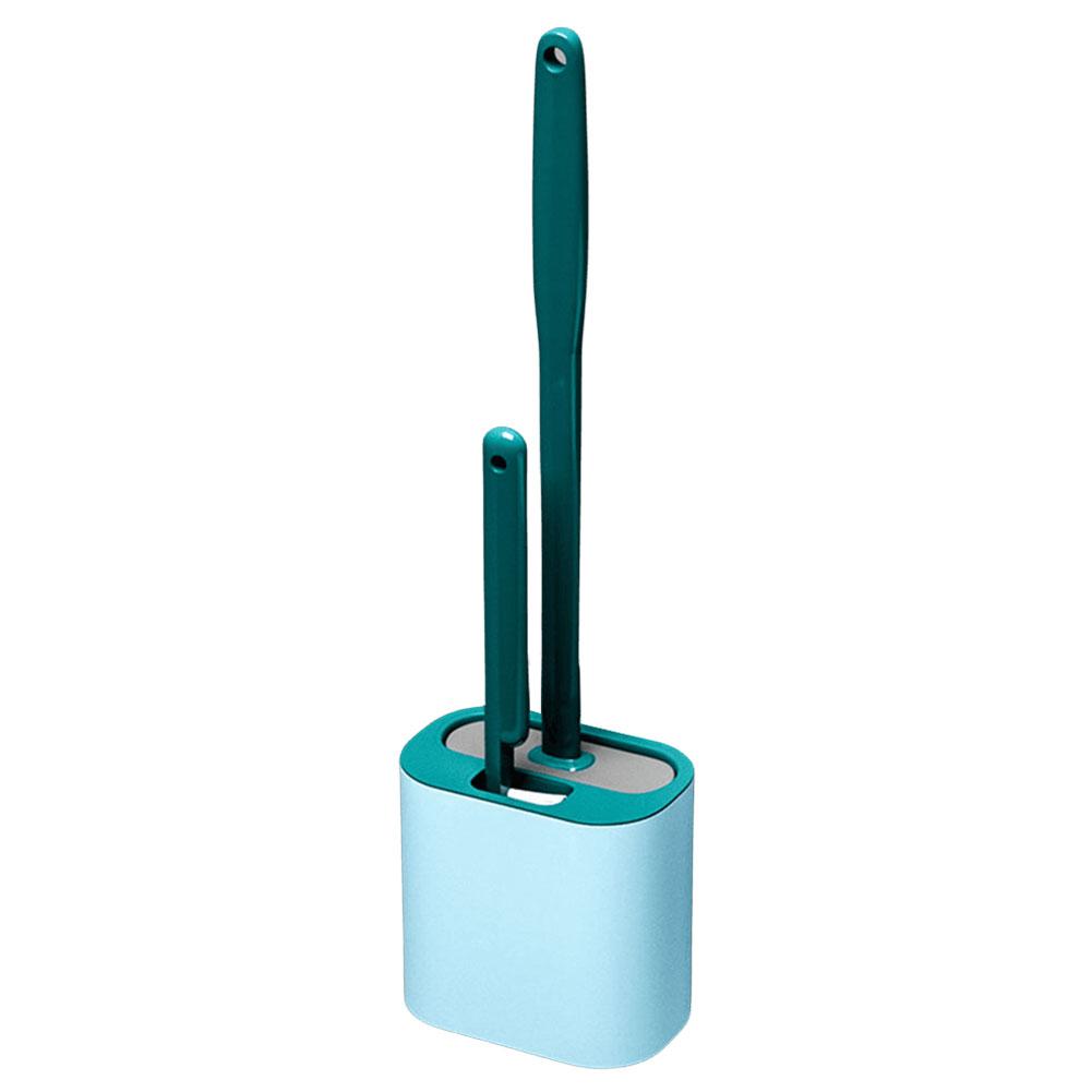 

2 в 1 набор из ершика для унитаза и держателя, 2 ершика, щетка с маленькой щетиной, настенная силиконовая щетка для унитаза, гибкие аксессуары для ванной комнаты зелёный