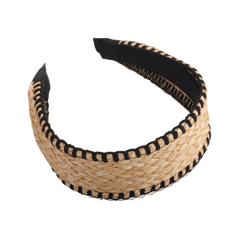 Bohemian Straw Wide-Brimmed Headband for Women - Vacation Style Hair Accessory