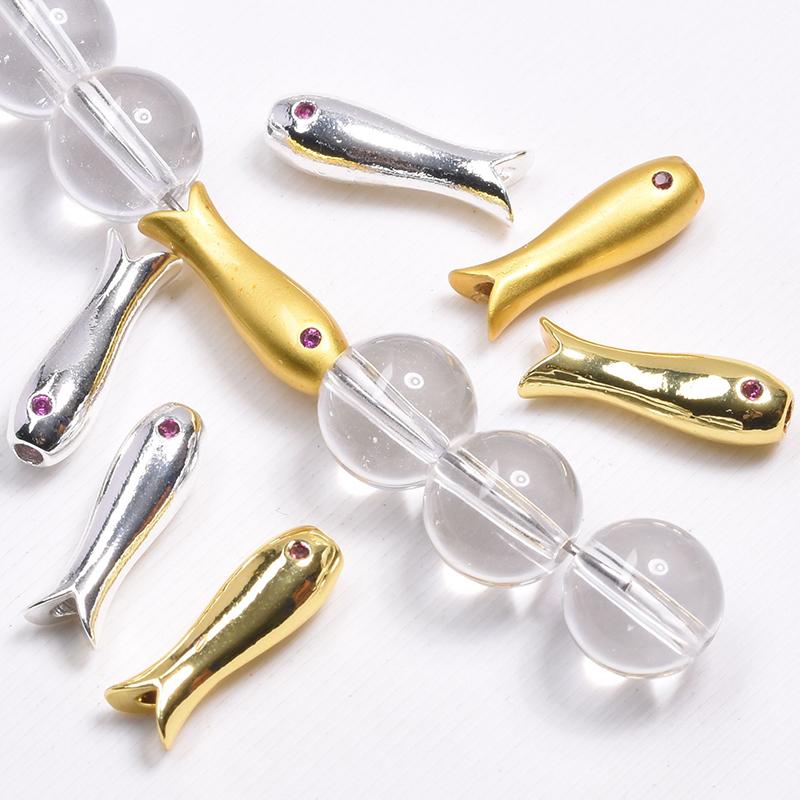 10Pcs Stainless Steel Fish Beads Charms Spacer Loose Beads For Jewelry Making Crafts Handmade DIY Bracelet Accessories Bulk