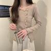 Irregular Slit Ruffle Trim Women's Slim Fit Knit Sweater - 2023 Autumn/Winter Collection