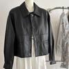 Women's Short Solid Color Leather Jacket - 2025 Spring/Autumn Collection