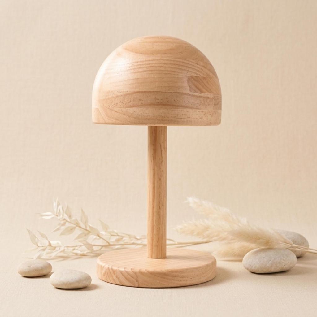 Hat Display Stand with Round Base Wooden DomeShaped for Retailers, Collectors,