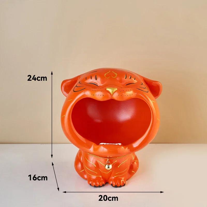 Cute Tiger 2022 Lucky Cat Figurines Money Box Tray Snack Food Storage Holder Desk Ornaments Chinese New Year Home Decoration