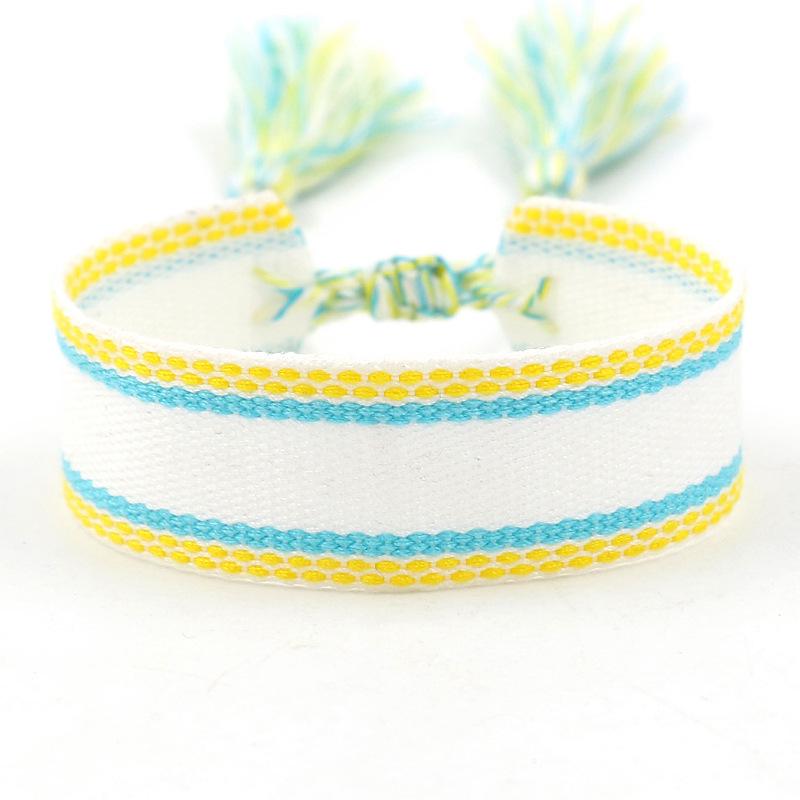 Ethnic Style Woven Bracelet with Embroidered Tassels - D Family DIY Promotion Wristband