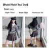 Girls' 2025 Preppy-Style Knitted Cardigan, Shirt & Pleated Skirt Set for Spring/Autumn