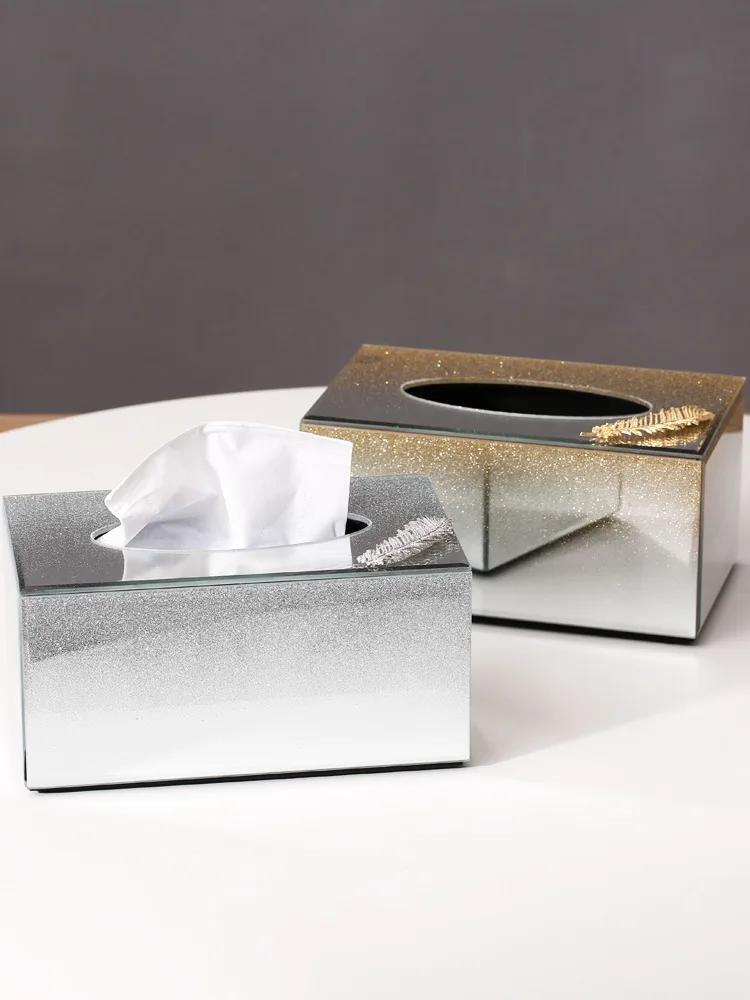 Luxury Glass Tissue Box Paper Holder Napkin Storage Living Room Desktop Household Home Decoration