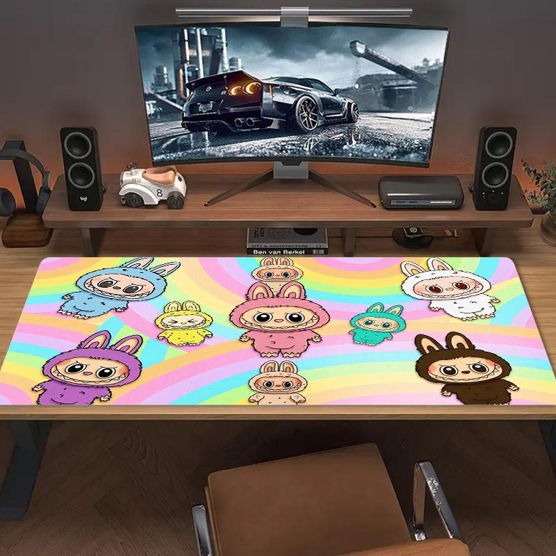Kawaii Bubu Color Mouse Pad Large Gaming Table Cushion Non-slip Laptop Tablet Big Mousepad XXL Mat Mini PC Playmat With Lock edge