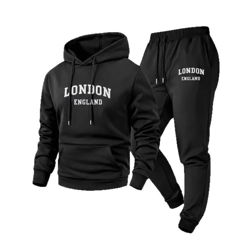 European and American New Men's Sports Sweatshirt Set, Autumn/winter Print, Fashionable Casual High-quality Hoodie Set