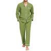 Men's Pajama Set with Long Sleeve Shirt and Pants, Loose Comfortable Sleepwear for Bedtime
