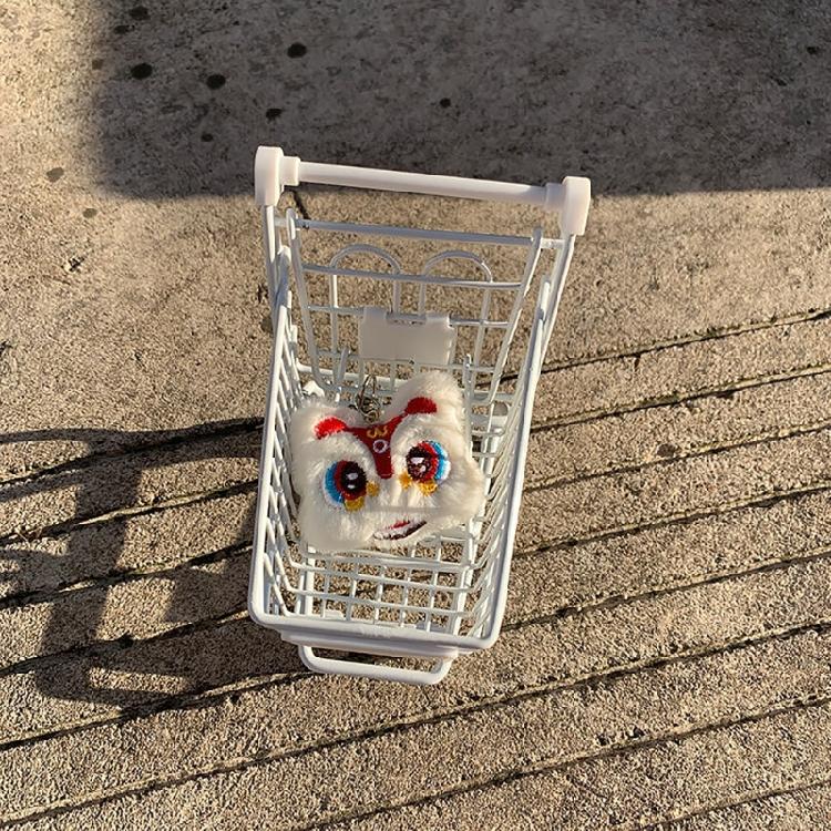 Chinese Lion Keychain Plush Lion Dance Keyring for Car Keys Backpack Ornament