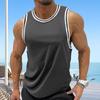 Uomo Slim Fit Contrast Color Gilet Senza Maniche Girocollo Sport Fitness Canotta Asciugatura Rapida Allenamento Canotta Magliette