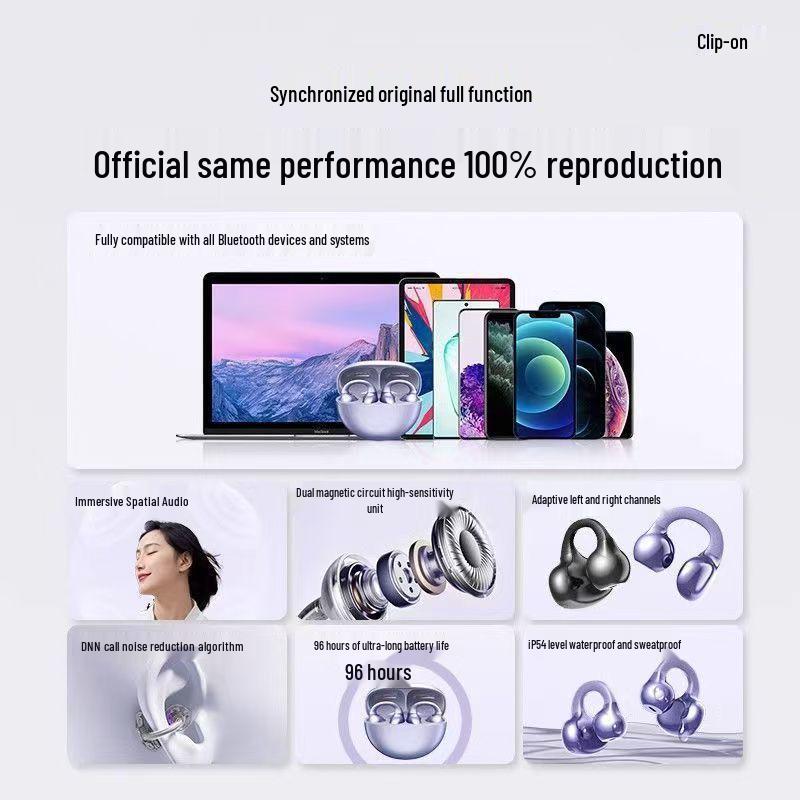 Huawei FreeClip Premium Bone Conduction Wireless Bluetooth Headphones - Sports & iOS Compatible