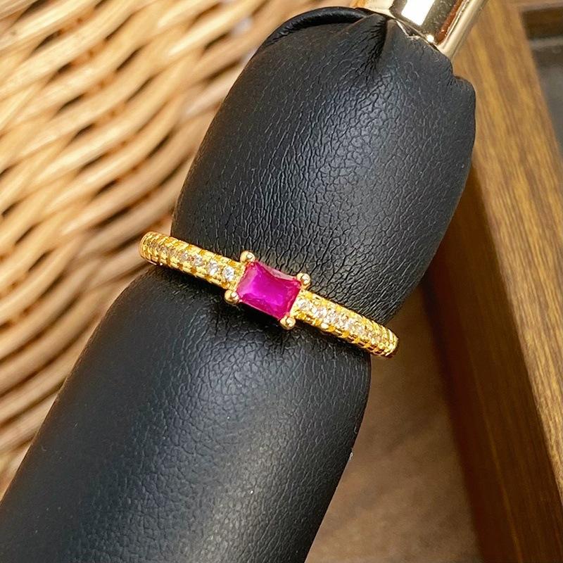 [Golden Diamond Dream] Medieval Vintage Narrow Version Full Of Diamonds Zir*****Pen Ring Geometric Super Fairy Stacked Ring
