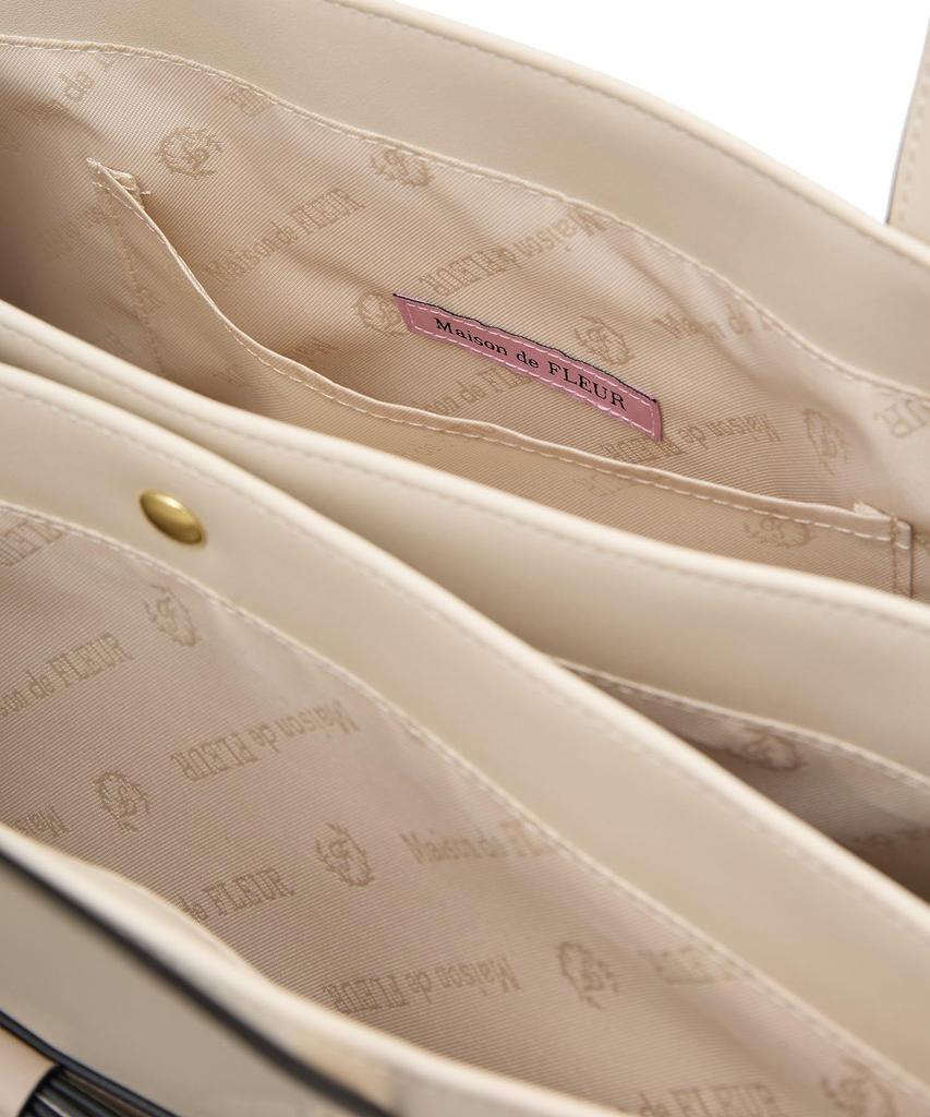 Maison de FLEUR Front Ribbon 3-Room Tote Bag, Light Beige, 08000223300